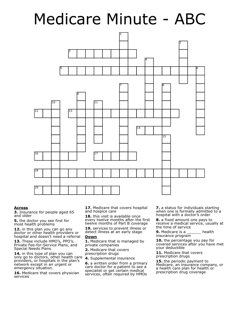 Medicare Minute -  ABC Crossword
