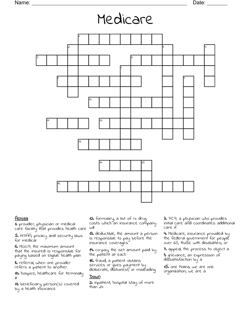 Medicare  Crossword