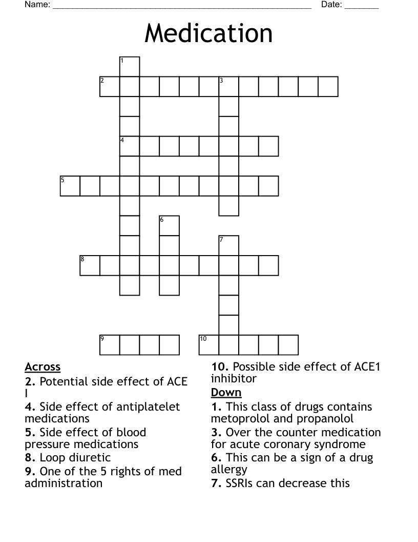 Medication Crossword