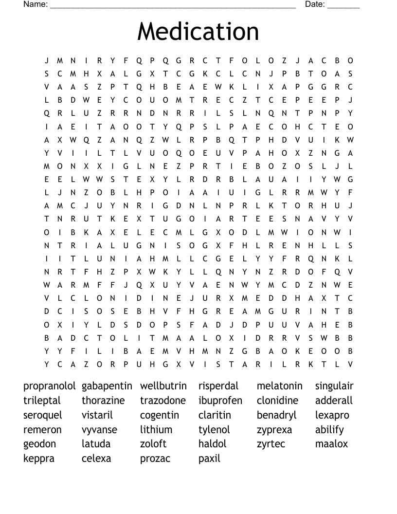 Medication Word Search