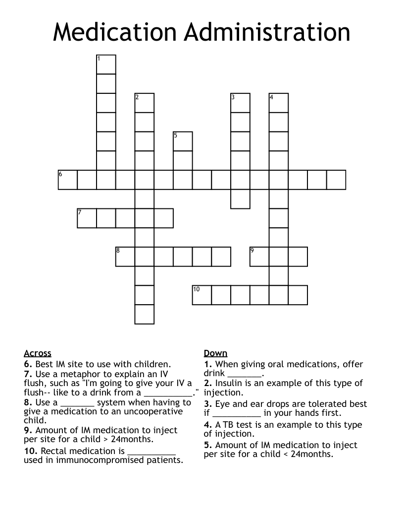 Medication Administration Crossword