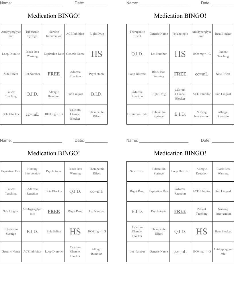 Medication BINGO!