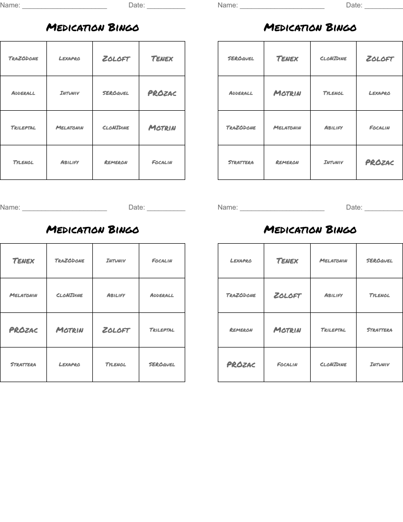 Medication Bingo