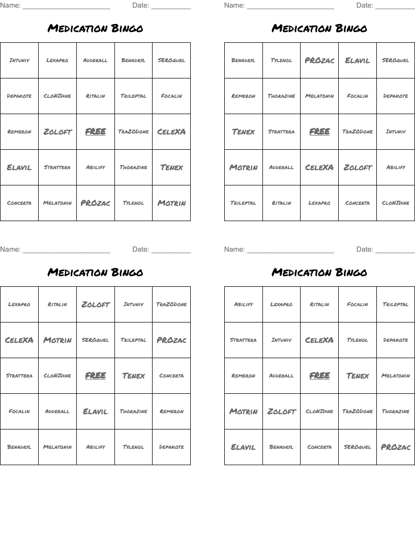 Medication Bingo