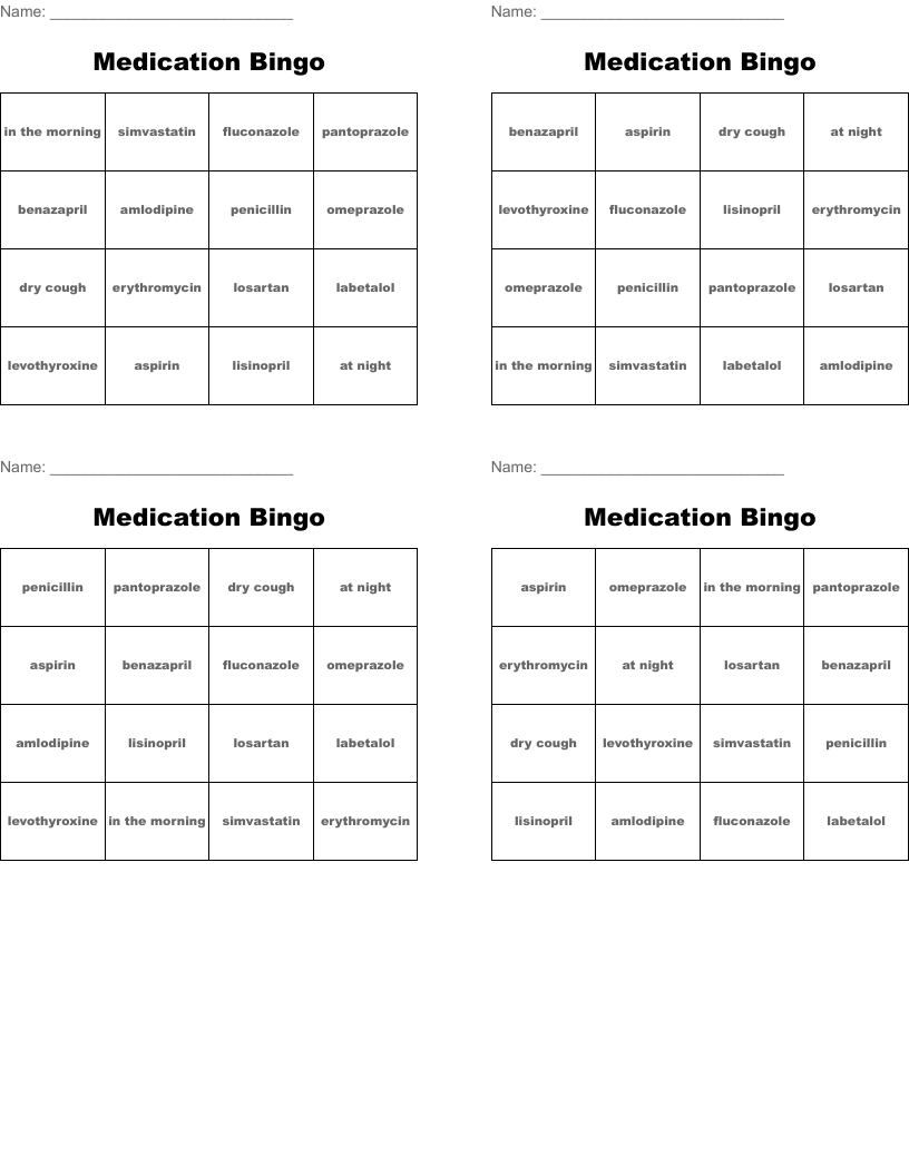 Medication Bingo