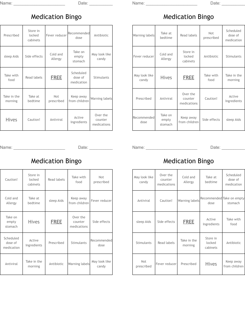 Medication Bingo