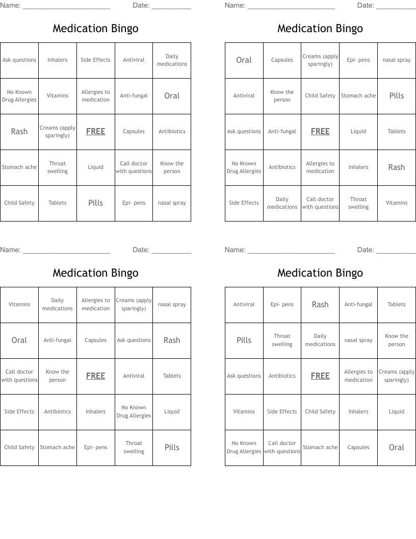 Medication Bingo 
