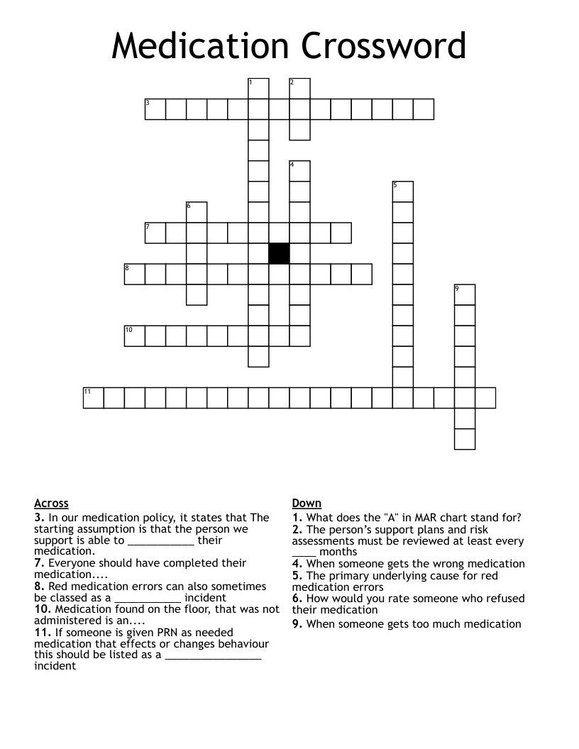 Medication Crossword