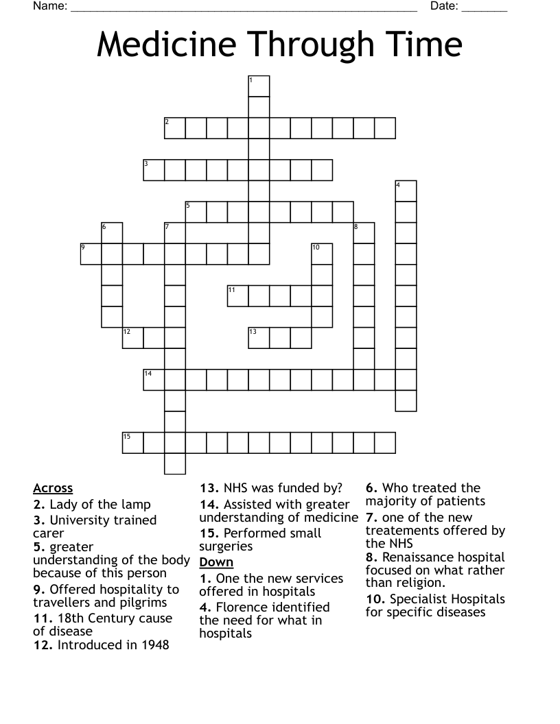 Medicine Through Time Crossword