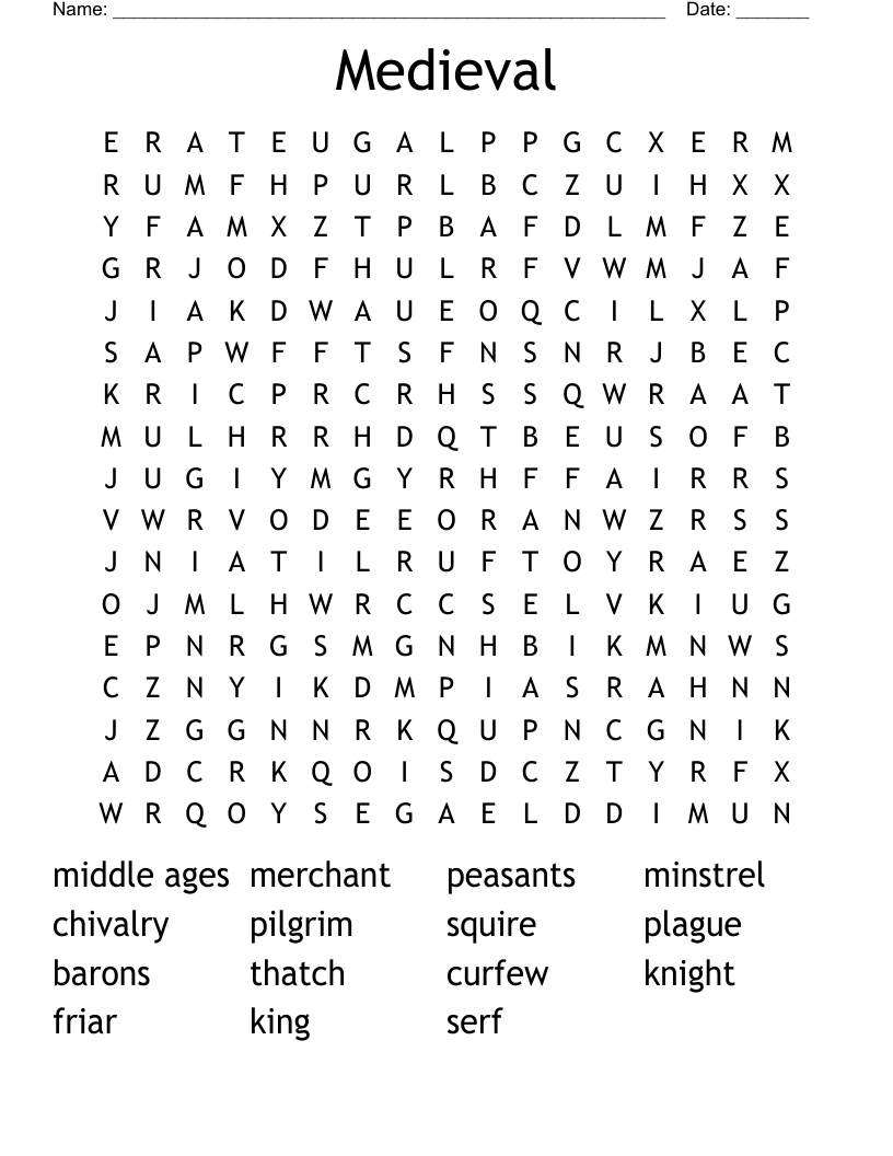 Medieval Word Search