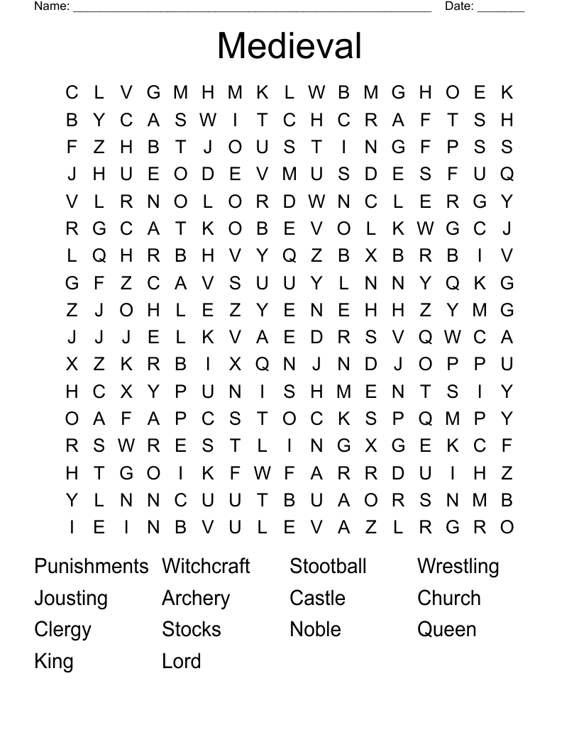 Medieval Word Search