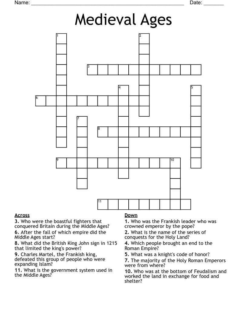 Medieval Ages Crossword