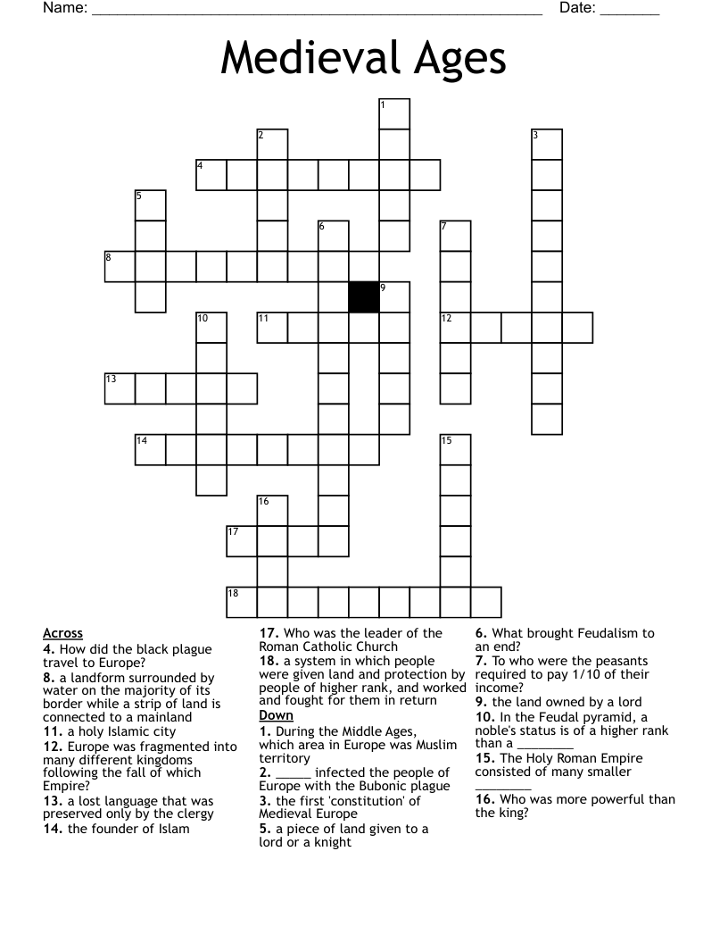 Medieval Ages Crossword