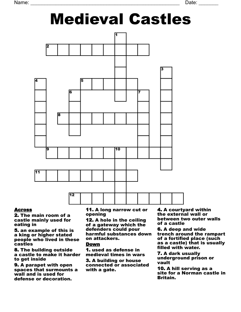 Medieval Castles Crossword