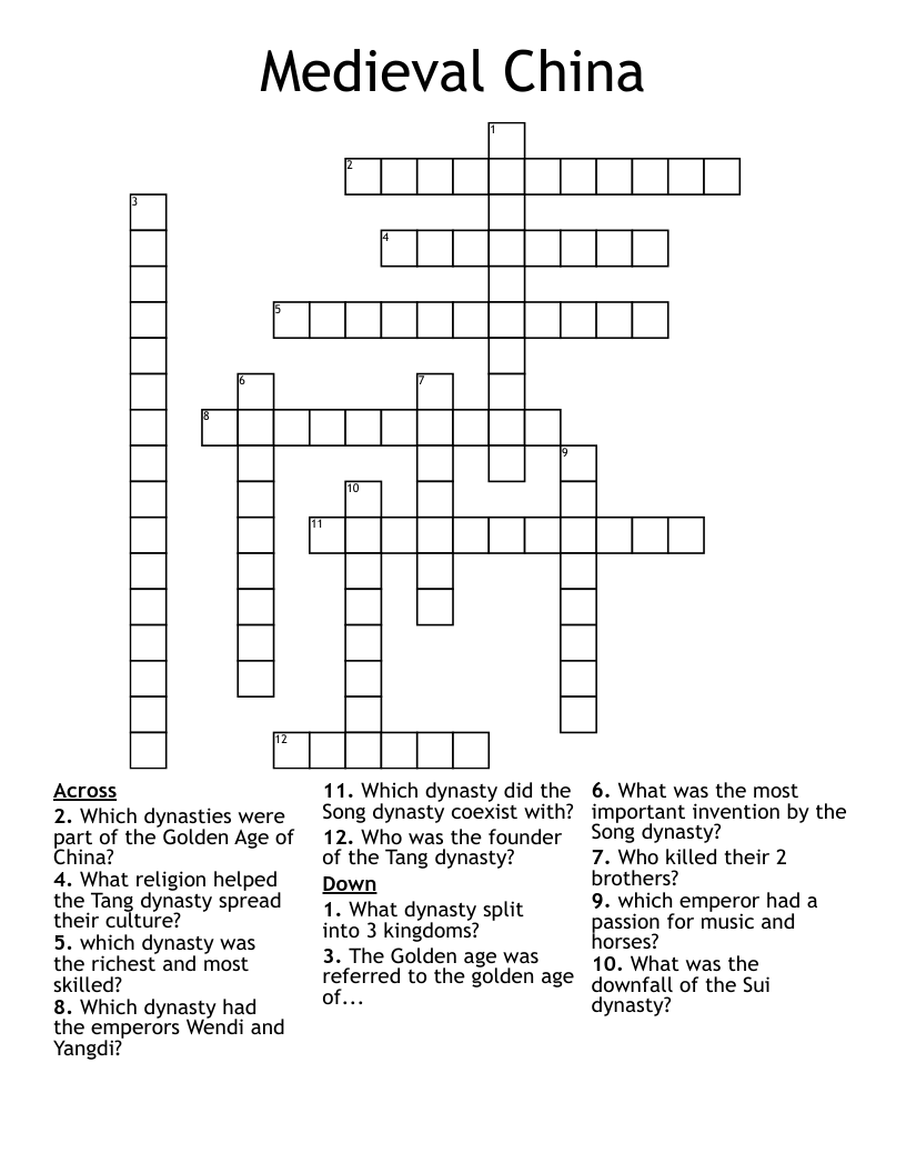 Medieval China Crossword