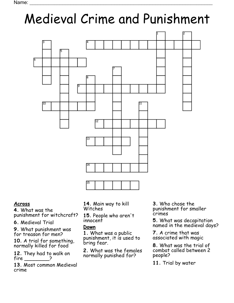 Medieval Crime and Punishment Crossword