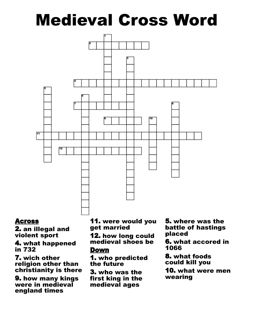 Medieval Cross Word