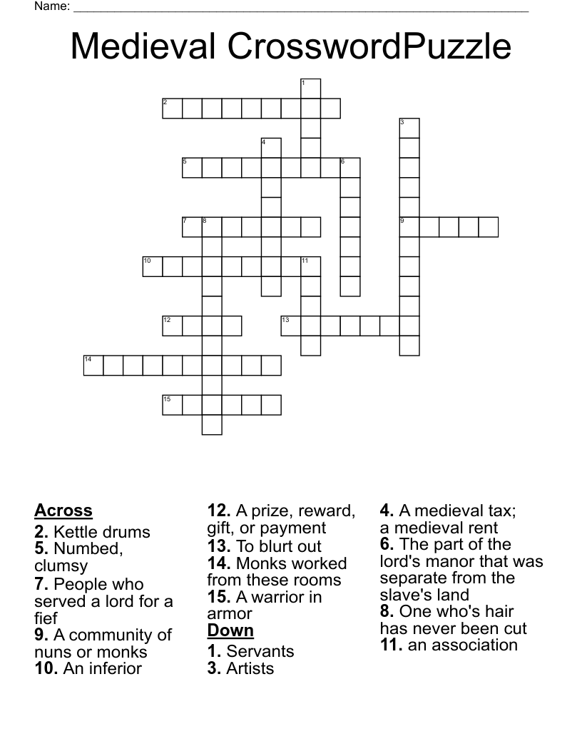 Medieval CrosswordPuzzle