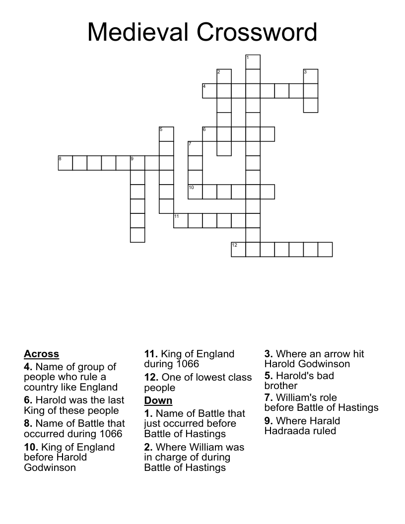 Medieval Crossword
