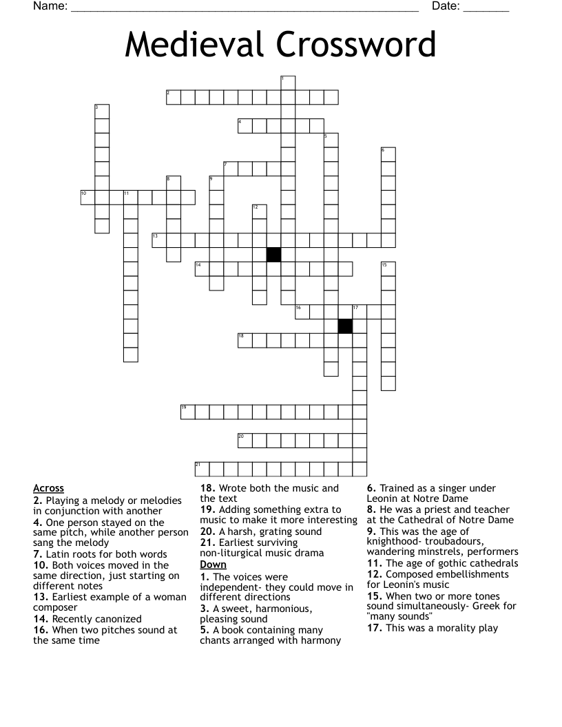 Medieval Crossword