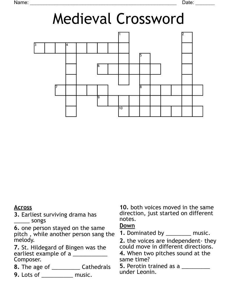 Medieval Crossword