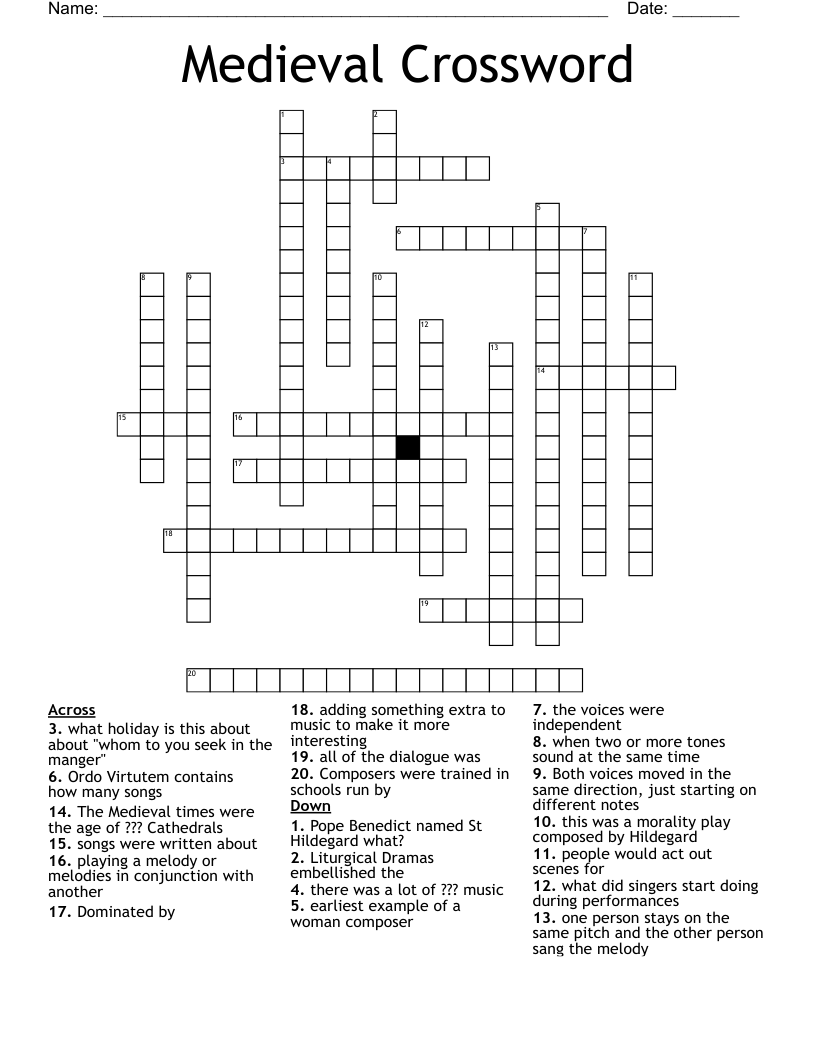 Medieval Crossword