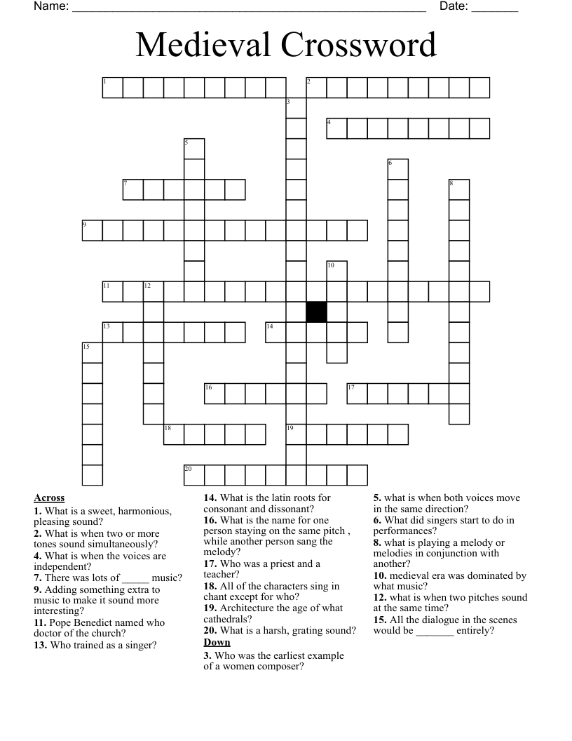 Medieval Crossword