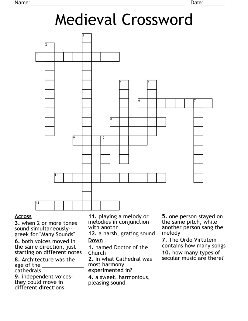Medieval Crossword