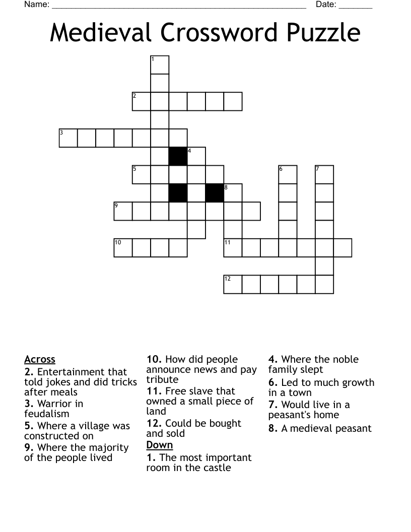 Medieval Crossword Puzzle