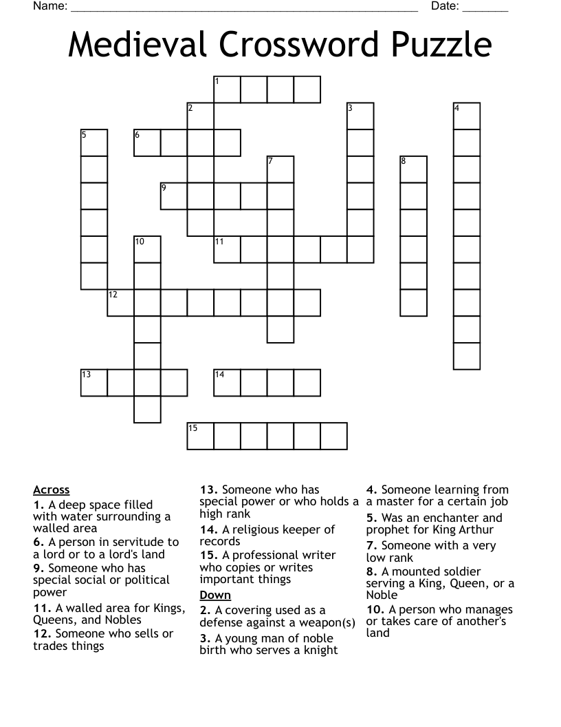 Medieval Crossword Puzzle