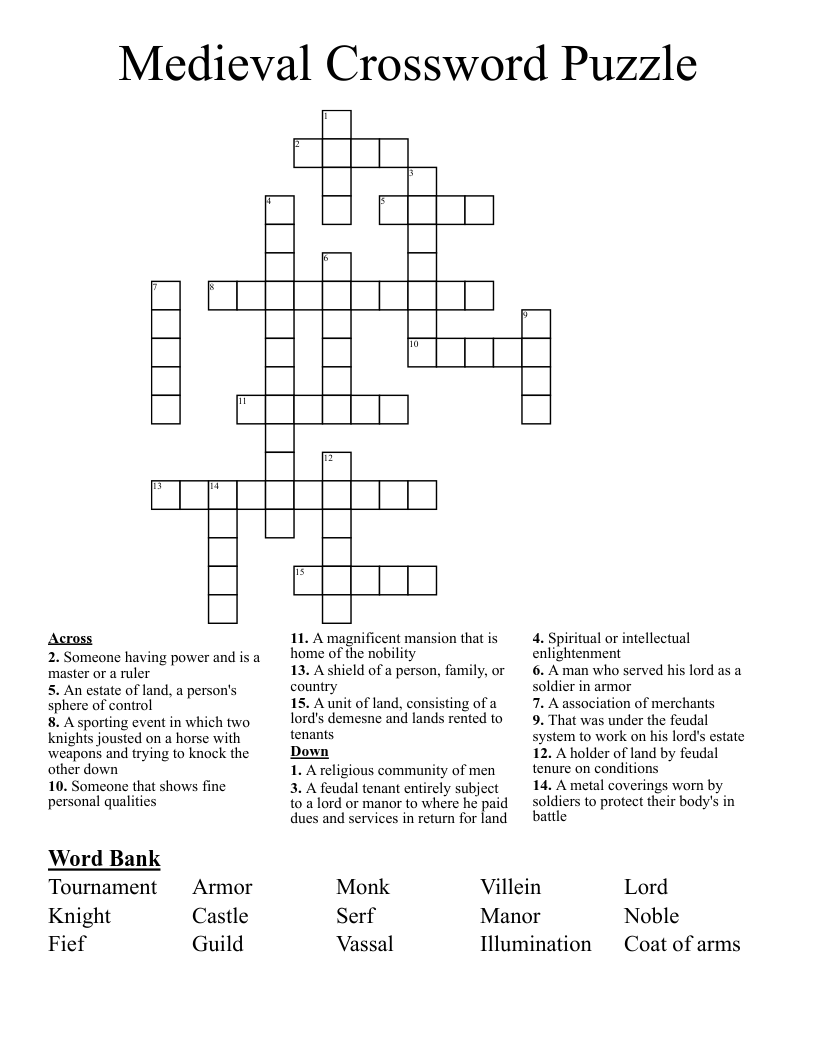 Medieval Crossword Puzzle