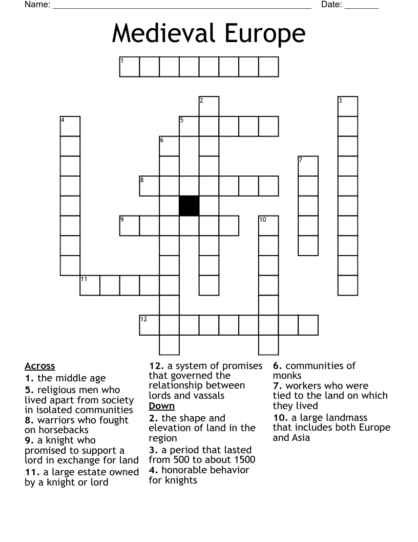 Medieval Europe Crossword