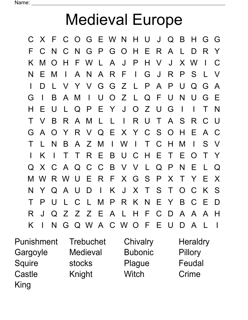 Medieval Europe Word Search
