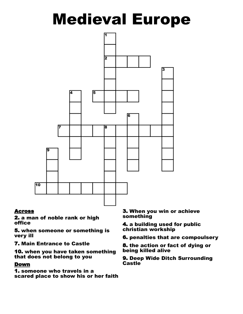 Medieval Europe Crossword