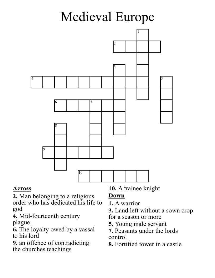 Medieval Europe Crossword