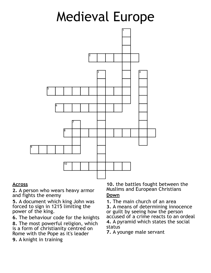 Medieval Europe Crossword