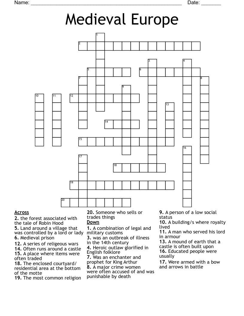 Medieval Europe Crossword