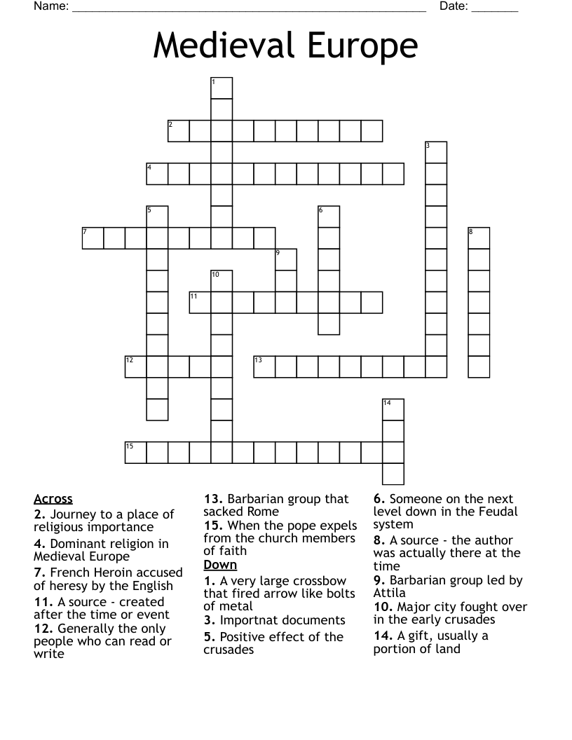 Medieval Europe Crossword