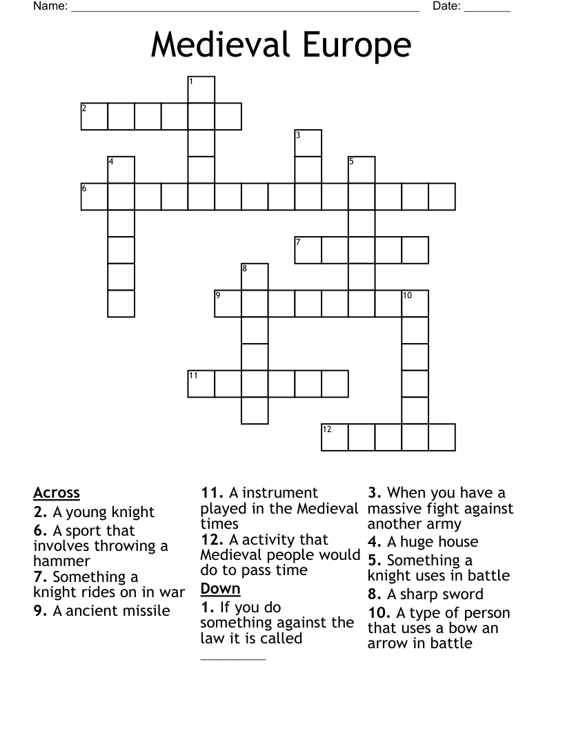 Medieval Europe Crossword