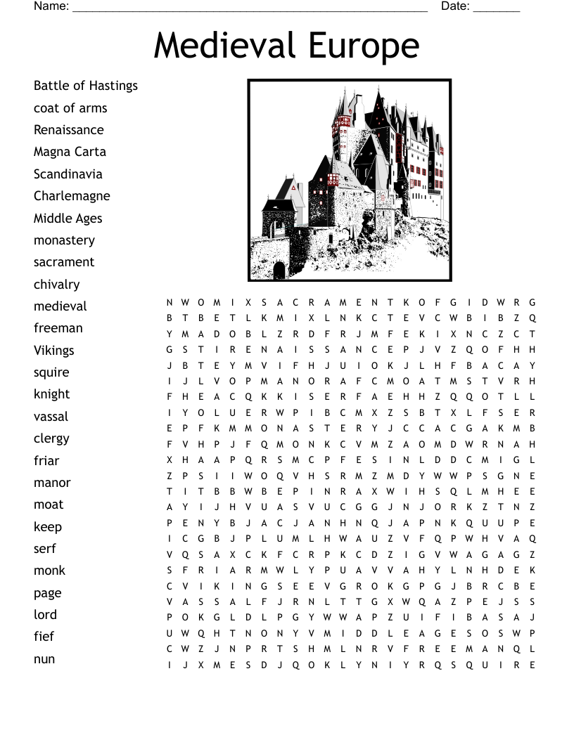 Medieval Europe Word Search