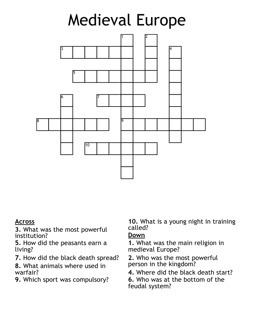 Medieval Europe Crossword