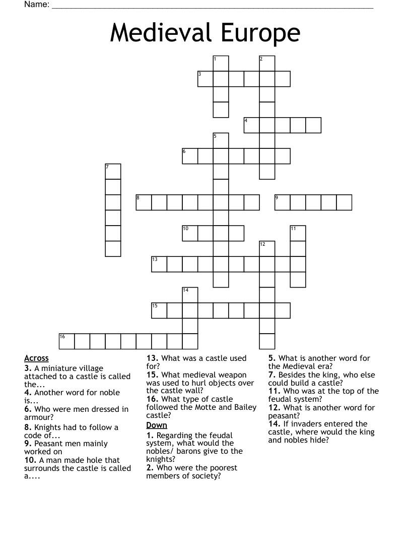 Medieval Europe Crossword