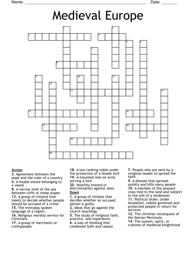 Medieval Europe Crossword