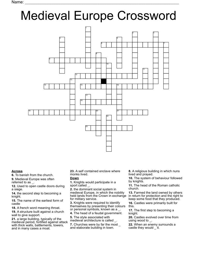 Medieval Europe Crossword