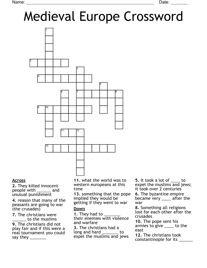 Medieval Europe Crossword