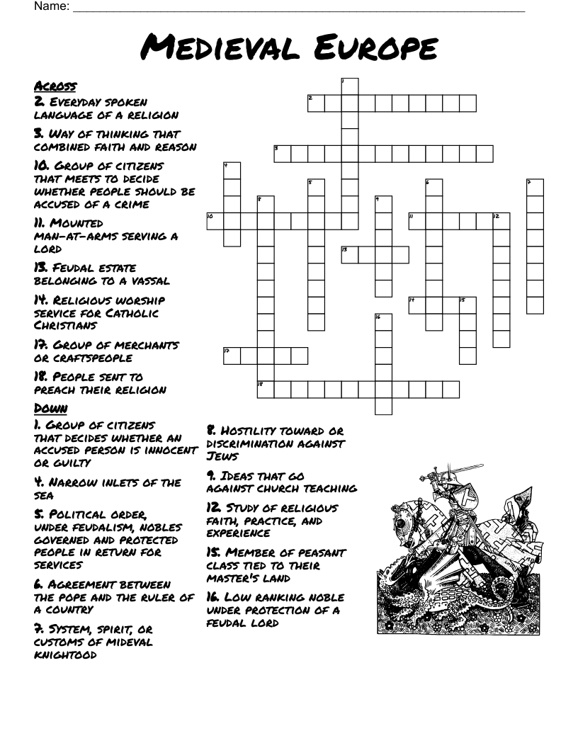 Medieval Europe  Crossword