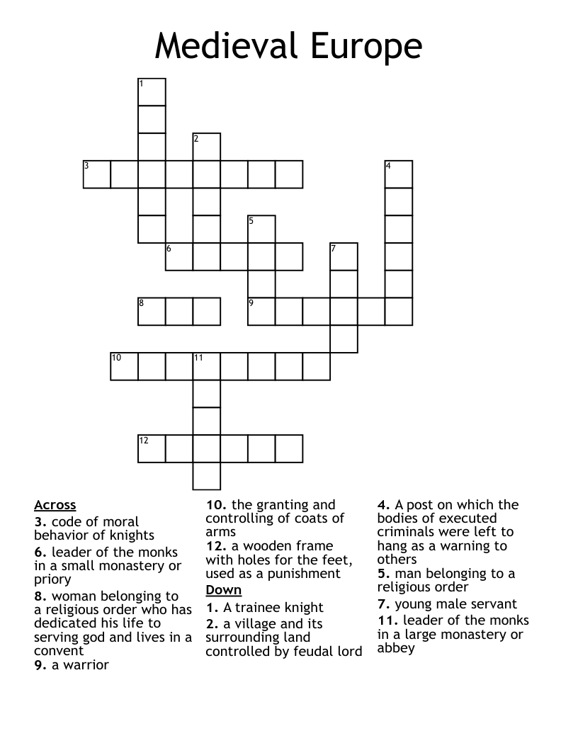 Medieval Europe  Crossword