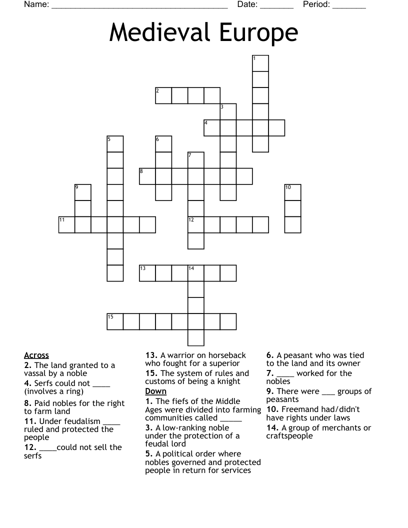 Medieval Europe  Crossword