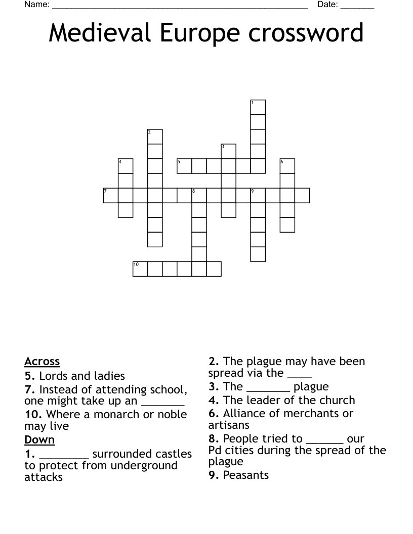 Medieval Europe crossword
