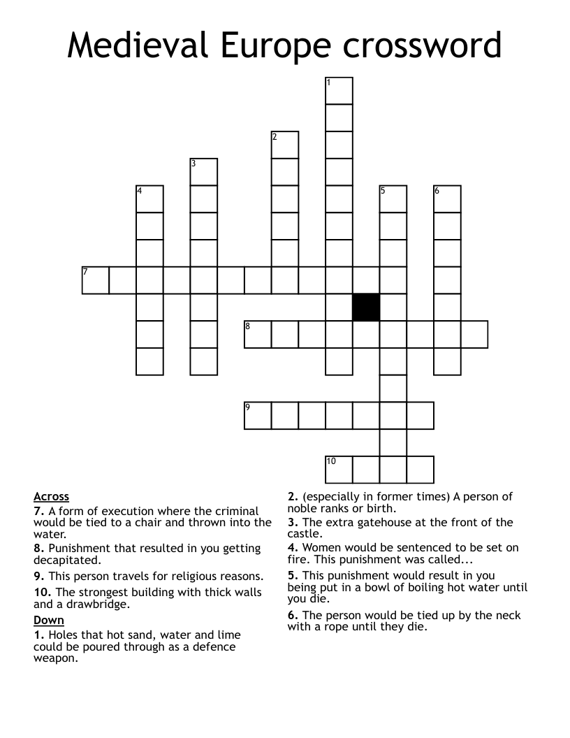 Medieval Europe crossword 